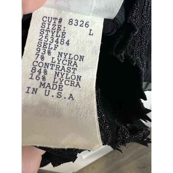 Vintage 90s Tadashi Shoji Mesh Sheer Embellished Mock Neck Top Basque Waist Goth - Picture 9 of 10